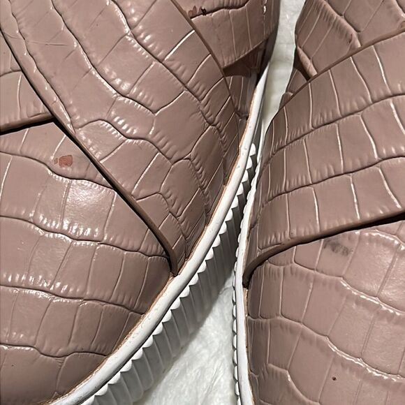 Halogen Blakely Platform Sneaker Leather Blush Pink 7.5M Croc Embossed. B74 - Picture 5 of 10